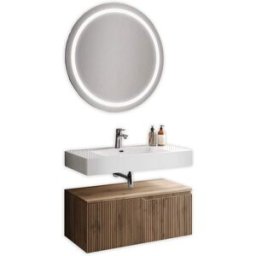 AQA DESIGN Mueble de baño 3 piezas en mdf roble