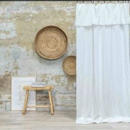 Maison d'été Cortina lino lavado color blanco, borde deshilachado 137 X 290 cm