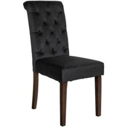 CLP Silla con patas de madera y asiento en terciopelo negro