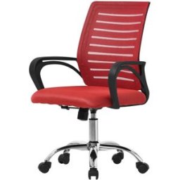 ML-Design Silla de oficina ergonómica roja de rejilla con resposabrazos
