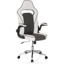 MyBuero Silla gaming piel sintética blanco/gris oscuro