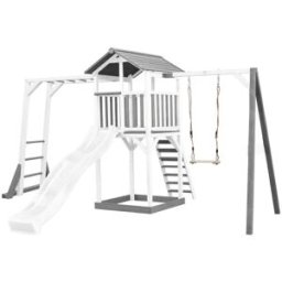 Axi Parque infantil con tobogán y columpio, de madera fsc, blanco/gris