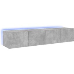 Maison Chic Muebles tv 2 uds de pared luces led madera gris 80x35x31 cm