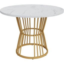 MODFU Mesa de comedor redonda con estructura metálica 100x75 cm, blanca