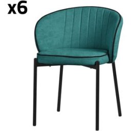 ML-Design 6x Sillas de comedor turquesa oscuro con funda de tela y respaldo