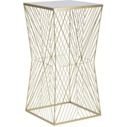 Mauro Ferretti Mesa auxiliar de metal dorado y espejo 50x50x100 cm