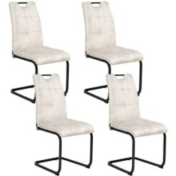 Beliani Conjunto de 4 sillas de comedor tela beige claro
