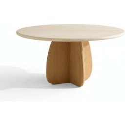Wabi Home Mesa de comedor de microcemento y madera maciza Ø135 cm