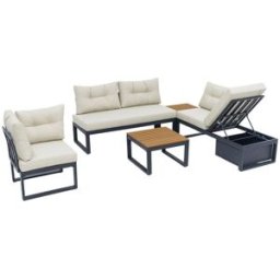 OKWISH Conjunto de jardín beige de poliéster modular 191,5x191,5x79 cm