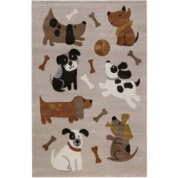 Smart Kids Alfombra infantil estampado perros beige y topo con relieve 140x200