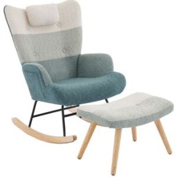 Urban Meuble Mecedora de tela de rizo con patchwork de rayas de colores