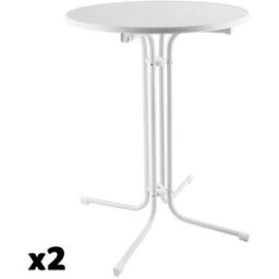 Tectake 2 mesas altas redondas, plegables, con funda, 90 x 110 cm, blanco