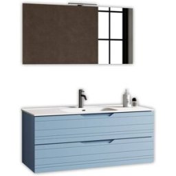 AQA DESIGN Mueble de baño con espejo 4 piezas en mdf azul tiffany