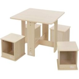 ECD Germany Conjunto de mesa y 4 taburetes infantiles de madera