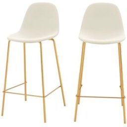 Maison Pavane Set de 2 taburetes para isla de cocina en cuero sintético blanco 65 cm