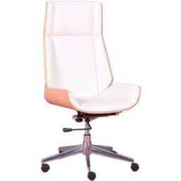 Nest dream Silla oficina con respaldo alto de madera arce, blanco
