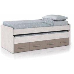Dmora Cama infantil efecto madera blanco, marrón 198x96 cm