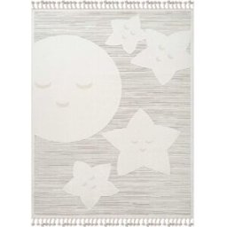 The Deco Factory Alfombra infantil suave con motivo de estrellas blanca 120x180