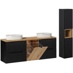 Petits meubles Conjunto de muebles con doble lavabo paneles de melamina y mdf negro