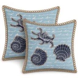 NIYLO Conjunto de 2 cojines de poliéster azul 45x10x45 cm