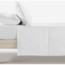 Manterol Juego sábanas lino algodón blanco - cama 180cm