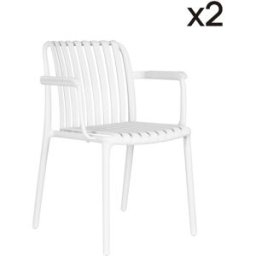 Defora Home Pack de 2 sillas de jardín apilables polipropileno blanco