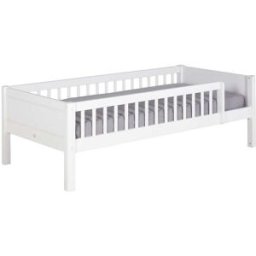 ID Kids Cama juvenil con barreras madera maciza y mdf blanco 90x190 cm