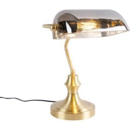 QAZQA Lámpara de mesa vidrio oro/latón
