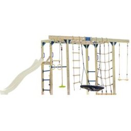 Axi Parque infantil de madera marrón con tobogán color crema