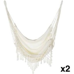 NIYLO Conjunto de 2 sillas colgante en algodón crudo 100x60x128 cm