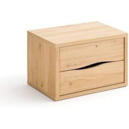 Morfeo Mesita de noche con 2 cajones de madera natural y diseño moderno