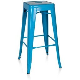 hjh OFFICE Taburete de bar metal azul claro