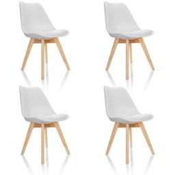 hjh OFFICE Silla de plástico sin apoyabrazos blanco