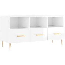 Maison Chic Mueble tv madera contrachapada blanco brillo 102x36x50 cm