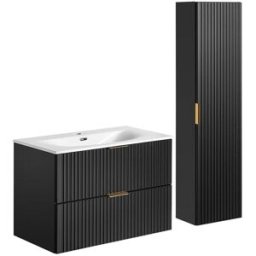 Petits meubles Conjunto mueble lavabo individual tableros de melamina y mdf negro