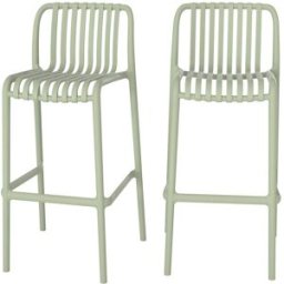 Maison Pavane Lote de 2 sillas de bar de jardín de 76 cm en plástico verde pastel