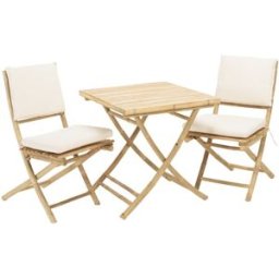 MACABANE Conjunto n.º 4: 2 sillas y 1 mesa plegables de bambú