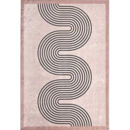 Nazar Alfombra lavable a máquina con diseño de olas - beige - 200x290