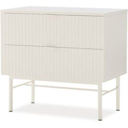 Koketto Home Mesita de noche de 60 cm con 2 cajones color blanco diseño acanalado