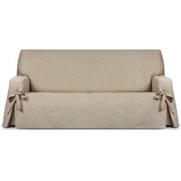 Eysa Funda de sofá hidrófugo 3 plazas con lazos beige 170-230 cm
