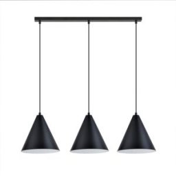 Wonderlamp Regleta de techo estilo nórdico con 3 pantallas cónicas negro y blanco