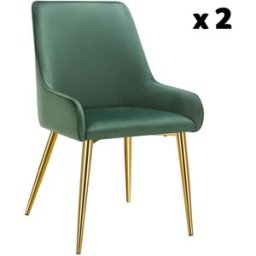 Tectake 2 sillas de comedor tapizadas, acero, aspecto aterciopelado, verde