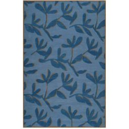 Wecon Home Alfombra diseño floral lana virgen mayoritaria azul/ladrillo 160x230