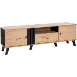 Urban Meuble Mueble tv industrial en madera y diseño negro con almacenaje