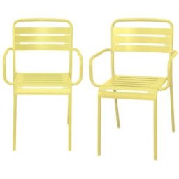 sweeek Sillón de jardín bistró de acero, set de 2, amarillo