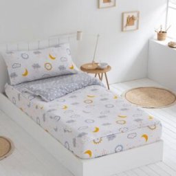 Cotton Artean Saco nordico infantil sin relleno gris cama 90 x 190