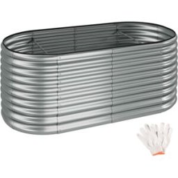 Tectake Huerto urbano elevado, acero galvanizado, ergonómico, 1257 l, plateado