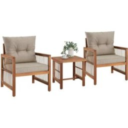Tectake Conjunto de salón, diseño de cuerda, acolchado xxl, marrón