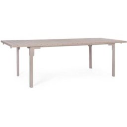 Konte.Design Mesa extensible de jardín color gris paloma con efecto madera