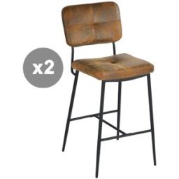 Meubles Cosy Conjunto de 2 taburetes de bar estilo vintage tela poliéster marrón